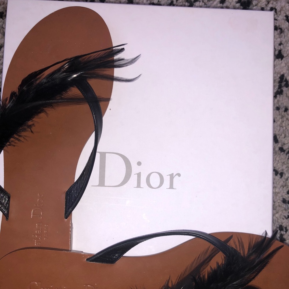 Christian Dior Sandals with feathers.